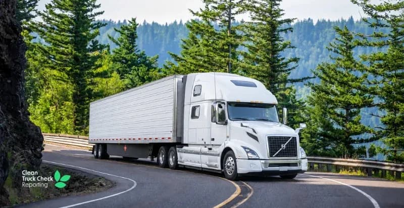 white american truck parked on the forest road